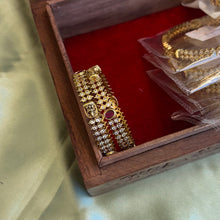 Load image into Gallery viewer, Lakshmi Ji Cz Temple Pair Bangle set
