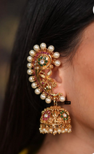 Load image into Gallery viewer, Cz kemp Floral Pearl Ethnic Ear cuff Temple earrings
