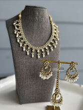 Load image into Gallery viewer, Radhs Golden White Kundan Polki Necklace Set with Maangtikka
