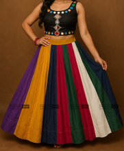 Load image into Gallery viewer, Multicolor Rayon Cotton Skirt 4mt flair Free size
