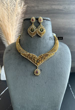 Load image into Gallery viewer, Multicolor Cz Floral Golden Finish Necklace set
