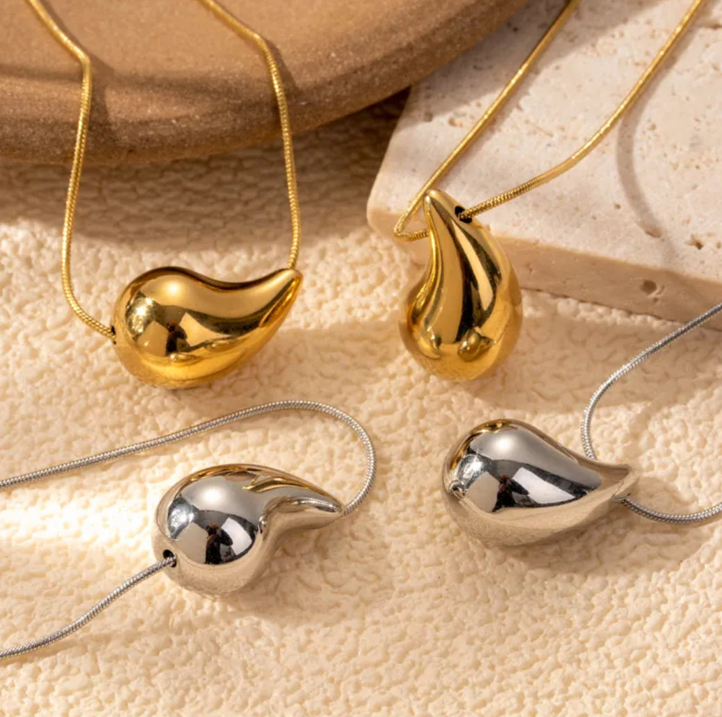 18k gold plated waterdrop stainless steel necklace IDW