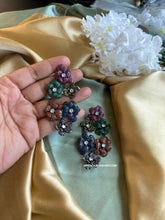 Load image into Gallery viewer, American Diamond Victorian Multicolor Invisible Dangling Earrings
