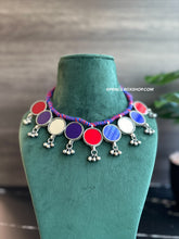 Load image into Gallery viewer, Afghani Mirror Multicolor Navratri  Necklace
