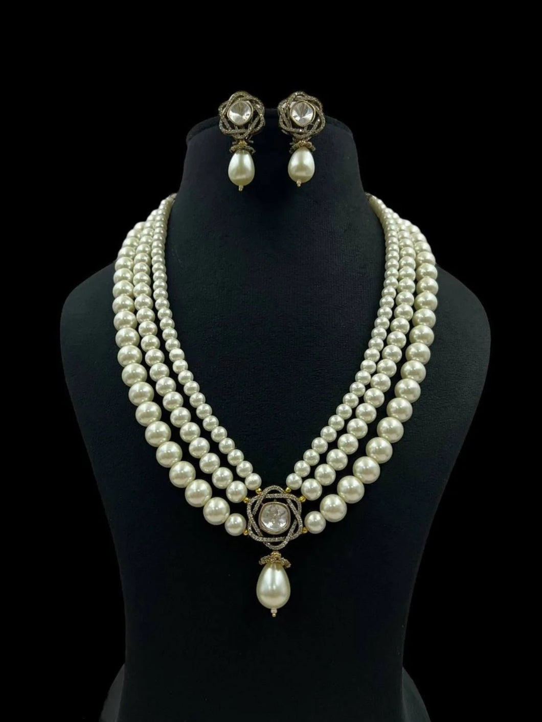Premium Pearl Moissanite layered Necklace set