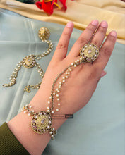 Load image into Gallery viewer, Pair of Polki Chain Pearl statement  hathphool
