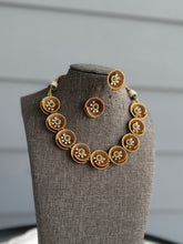 Load image into Gallery viewer, Soni 22k Gold plated Green Flower Designer Tayani Necklace set
