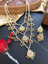 Load image into Gallery viewer, Exclusive Three Layered Pachi Kundan Maharani Necklace set
