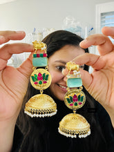 Load image into Gallery viewer, Nandi German silver pachi kundan Jhumka Earrings
