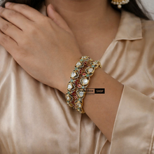 Load image into Gallery viewer, Tayani 22k gold plated Mint Ruby Doublet Epoxy Kada Pair

