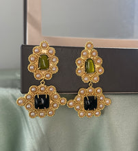 Load image into Gallery viewer, Golden Pearl Stone Contemporary Earrings
