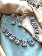 Load image into Gallery viewer, Designer Silver Finish American Diamond Necklace set
