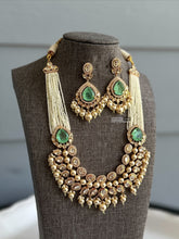 Load image into Gallery viewer, Mint Doublet Tayani 22k gold plated double layer necklace set
