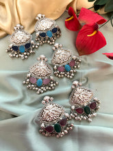 Load image into Gallery viewer, 92.5 Silver coated german silver Earrings with ghungroo
