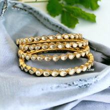 Load image into Gallery viewer, Pachi Kundan White Set of 2 bangle set Premium quality
