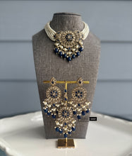 Load image into Gallery viewer, Zoe Polki Golden antique Finish Beads Choker necklace set with maangtikka
