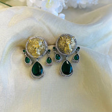 Load image into Gallery viewer, Designer Sabya Jaguar inspired German Silver Ethnic earrings
