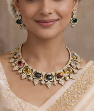 Load image into Gallery viewer, Sabya Inspired Celebrity Multicolored Gemstones Premium Necklace set
