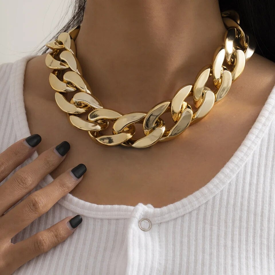 Golden Big Chain Chunky Necklace IDW