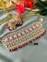 Load image into Gallery viewer, Ivory Ruby Tayani Statement Heavy 22k gold plated choker necklace set
