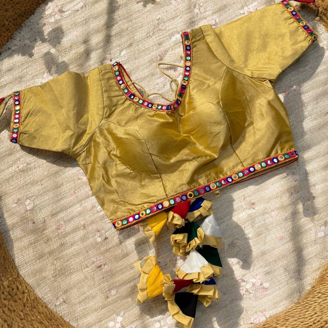 38-42 Golden Foiled Mirror Blouse with tassel