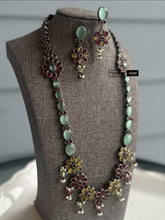 Load image into Gallery viewer, German Silver Yellow Ruby Stone  Long Statement Necklace set
