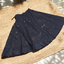 Load image into Gallery viewer, Navy Blue Foil Mirror Free size Soft Silk Skirt
