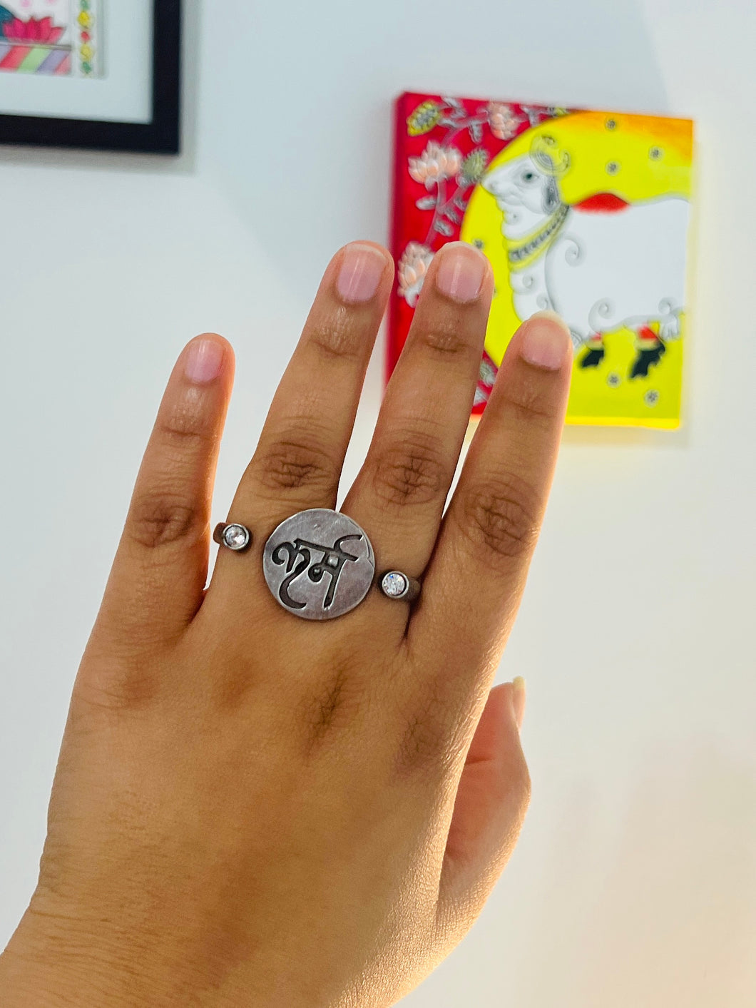 German silver Karma Adjustable Ring