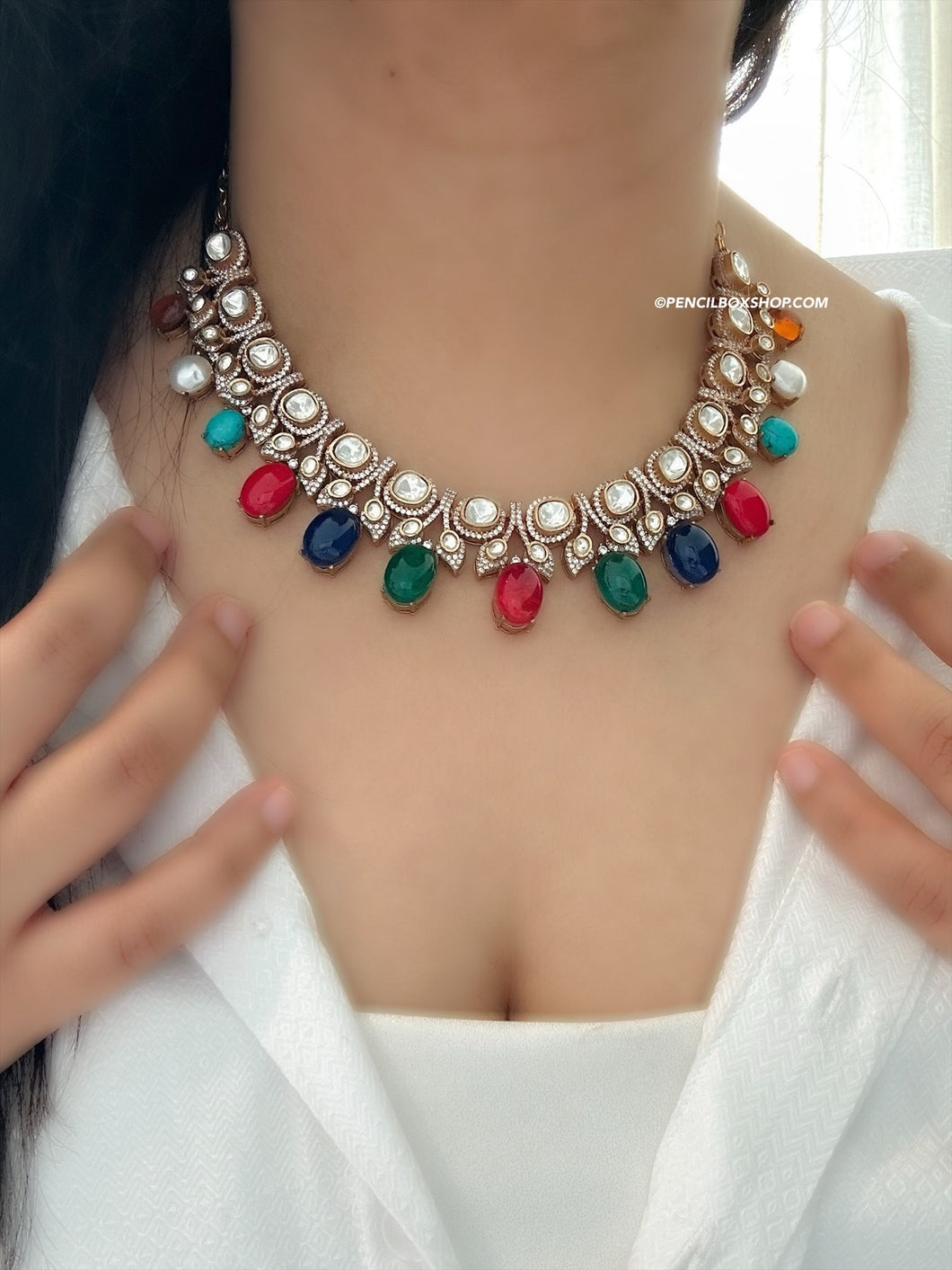 Multicolor Premium Doublet Moissanite Necklace set