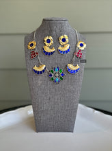 Load image into Gallery viewer, German silver Fish Designer Pachi kundan necklace set
