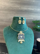 Load image into Gallery viewer, Black Inlay Gold plated moissanite Stone Hasli Dainty Necklace set
