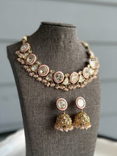 Load image into Gallery viewer, Moni 22k Gold plated Pink Tayani Enamel Necklace set
