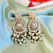 Load image into Gallery viewer, Tayani Enamel cutwork Premium gold plated Long Dangling Earrings
