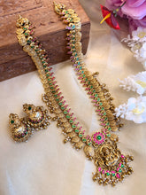 Load image into Gallery viewer, Premium Lakshmi ji Pachi kundan Long Haram Necklace Temple
