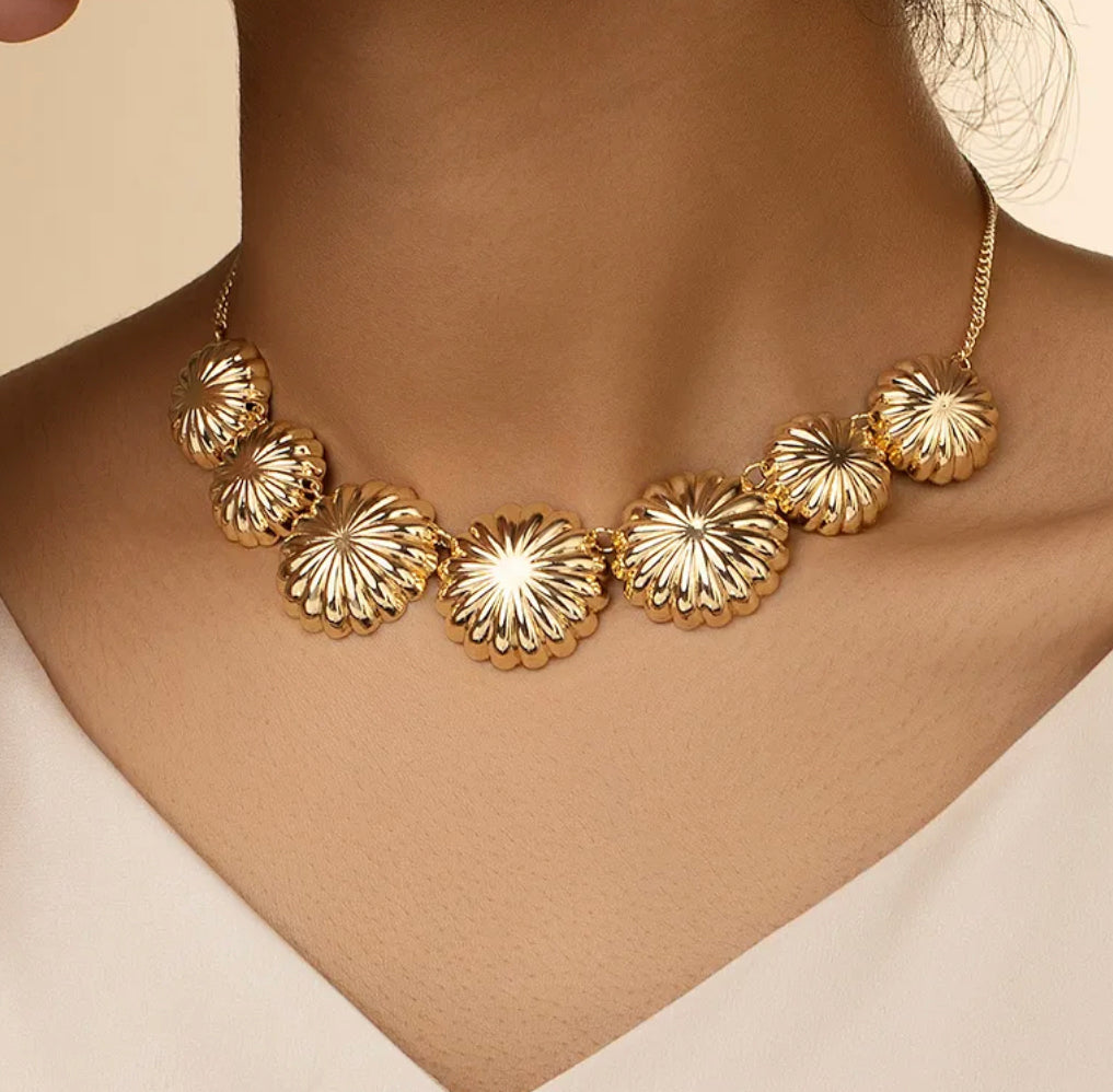 Golden Flower Alloy plating women necklace IDW