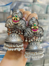Load image into Gallery viewer, Pachi kundan German Silver pearl drop  earrings
