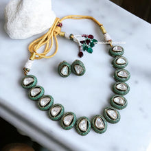 Load image into Gallery viewer, Green Invisible Setting Moissanite Statement Classy Necklace set
