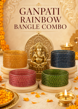 Load image into Gallery viewer, Ganpati COMBO OFFER Full SET 4 Raindrop Bangle Combo set
