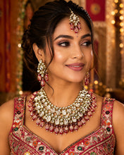 Load image into Gallery viewer, Ruby Grand Statement Uncut Premium Quality Heavy Designer Kundan Necklace set with maangtikka
