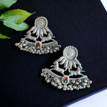 Load image into Gallery viewer, German silver pachi kundan Horse turkish Silver 92.5 silver coated Ghunghroo Earrings
