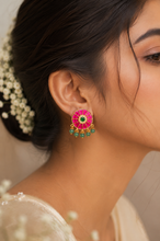 Load image into Gallery viewer, Heritage Swaroski Pachi Kundan Premium ethnic Stud earrings
