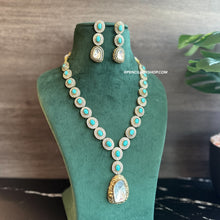 Load image into Gallery viewer, Turquoise  Uncut  Kundan Designer Necklace set
