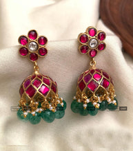 Load image into Gallery viewer, Colors- Pachi Kundan Flower Jhumka earrings
