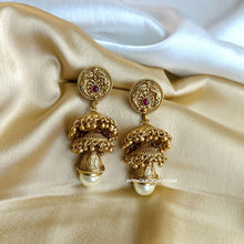 Load image into Gallery viewer, Temple Ethnic Double Jhumka Earrings temple jewelry
