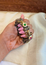 Load image into Gallery viewer, Multicolor Nandi Openable German Silver Lookalike Kada Bangle
