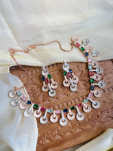 Load image into Gallery viewer, Rose Gold Multicolored American Diamond Necklace set
