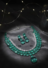Load image into Gallery viewer, American diamond Solitaire Rhinestone three layer Doublet Designer Necklace set
