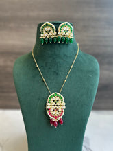 Load image into Gallery viewer, Premium Ruby Green Moissanite  pendant Necklace set
