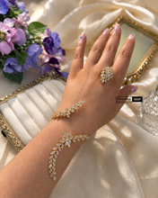Load image into Gallery viewer, Golden Tear Drop Solitaire Adjustable HandCuff Celebrity
