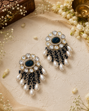 Load image into Gallery viewer, 22k Gold plated Tayani Dual Tone Beads Stone Earrings
